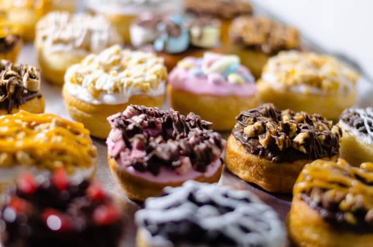 Parlor donuts laid on a tray