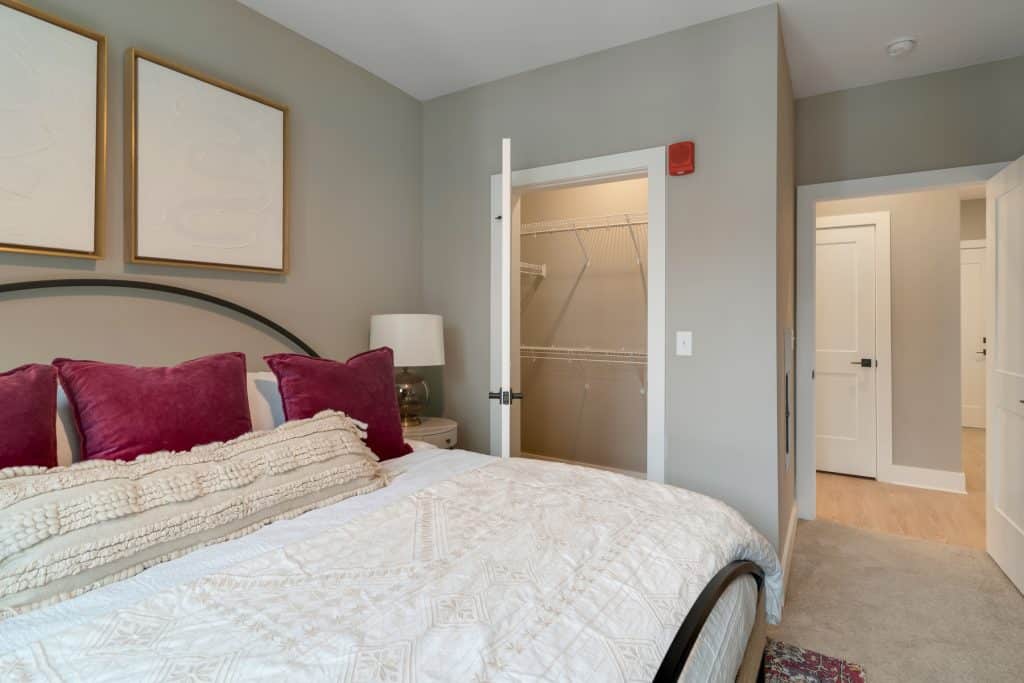 Spacious walk-in closets in apartment bedrooms at Margaux Midtown