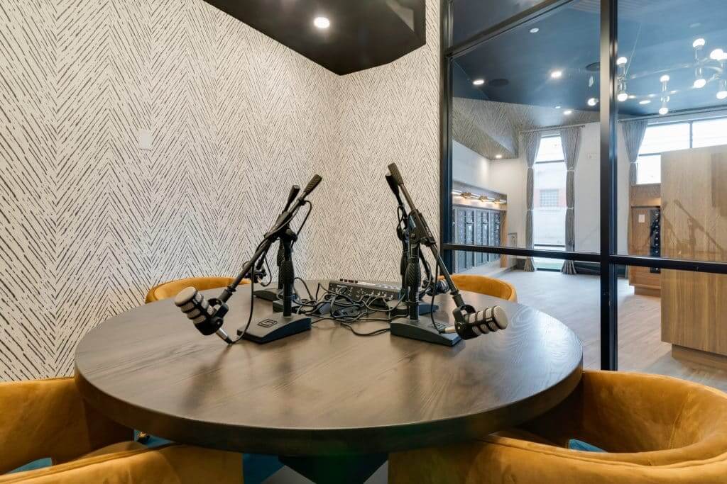 Fully equipped podcast room open to residents at Margaux Midtown