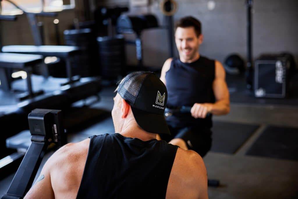 Margaux Midtown residents working out in the community's fitness center